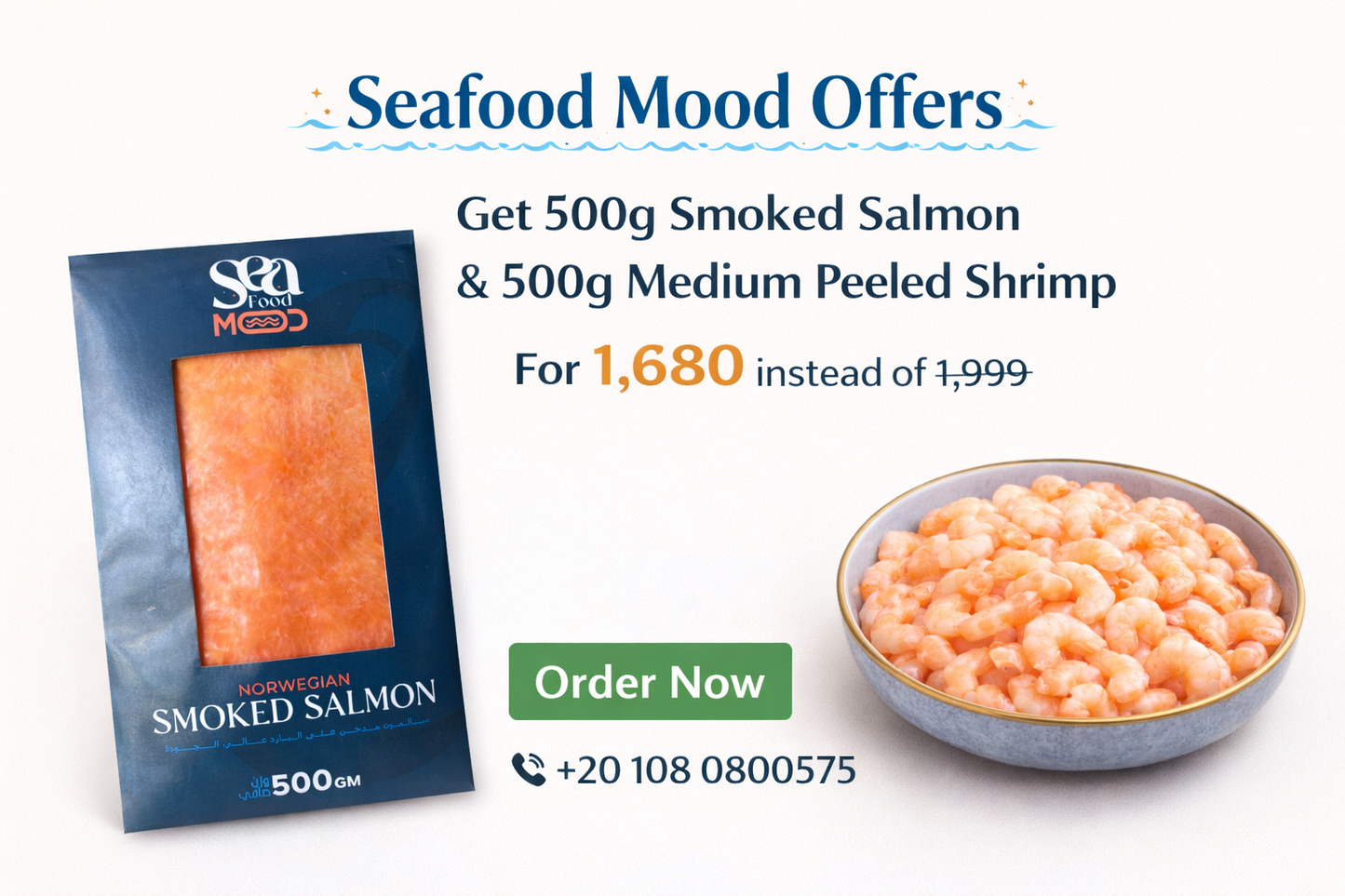 Smoked Salmon 500g & Peeled Shrimp 500g Offer