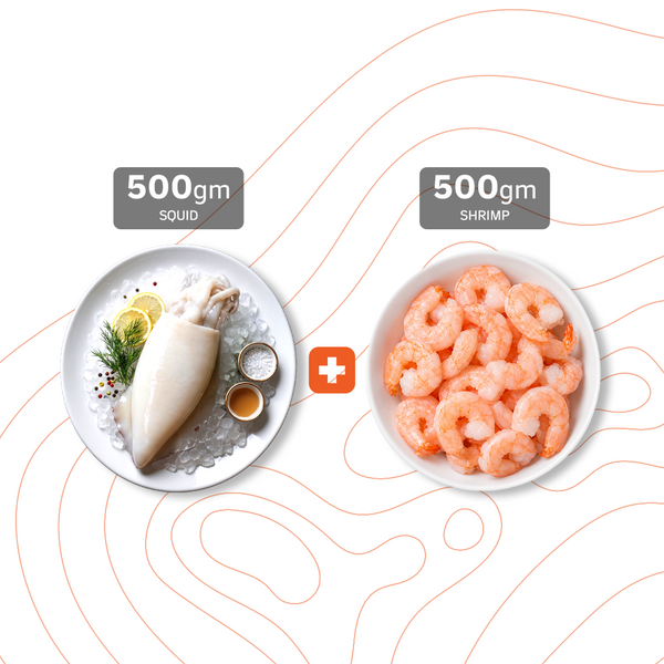 500g Peeled Shrimp (30/40) + 500g Cleaned Squid