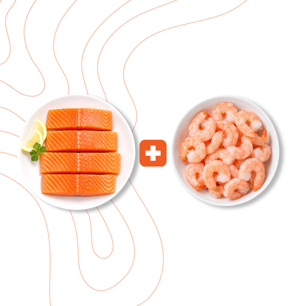 Premium Salmon Portions (4 × 200g) + 500g Shrimp (30/40 Count)