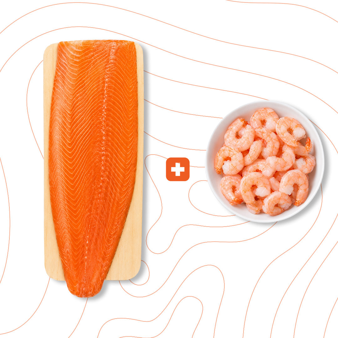 Whole Salmon Side (Approx. 1.4–1.5 KG) + 500g Jumbo Shrimp (25/21 Count)