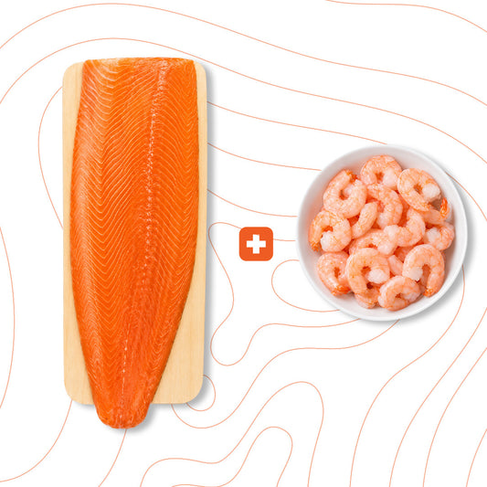 Whole Salmon Side (Approx. 1.4–1.5 KG) + 500g Jumbo Shrimp (25/21 Count)